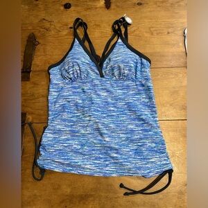 Woman’s Free Country V Neck Tankini Blue Swim-top Size Large